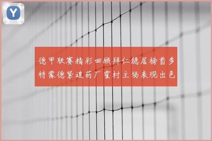 德甲联赛精彩回顾拜仁稳居榜首多特蒙德紧追药厂霍村主场表现出色